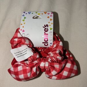 NWT Claire's Club Hair Tie Bow Polkadot Gingham Set of 3